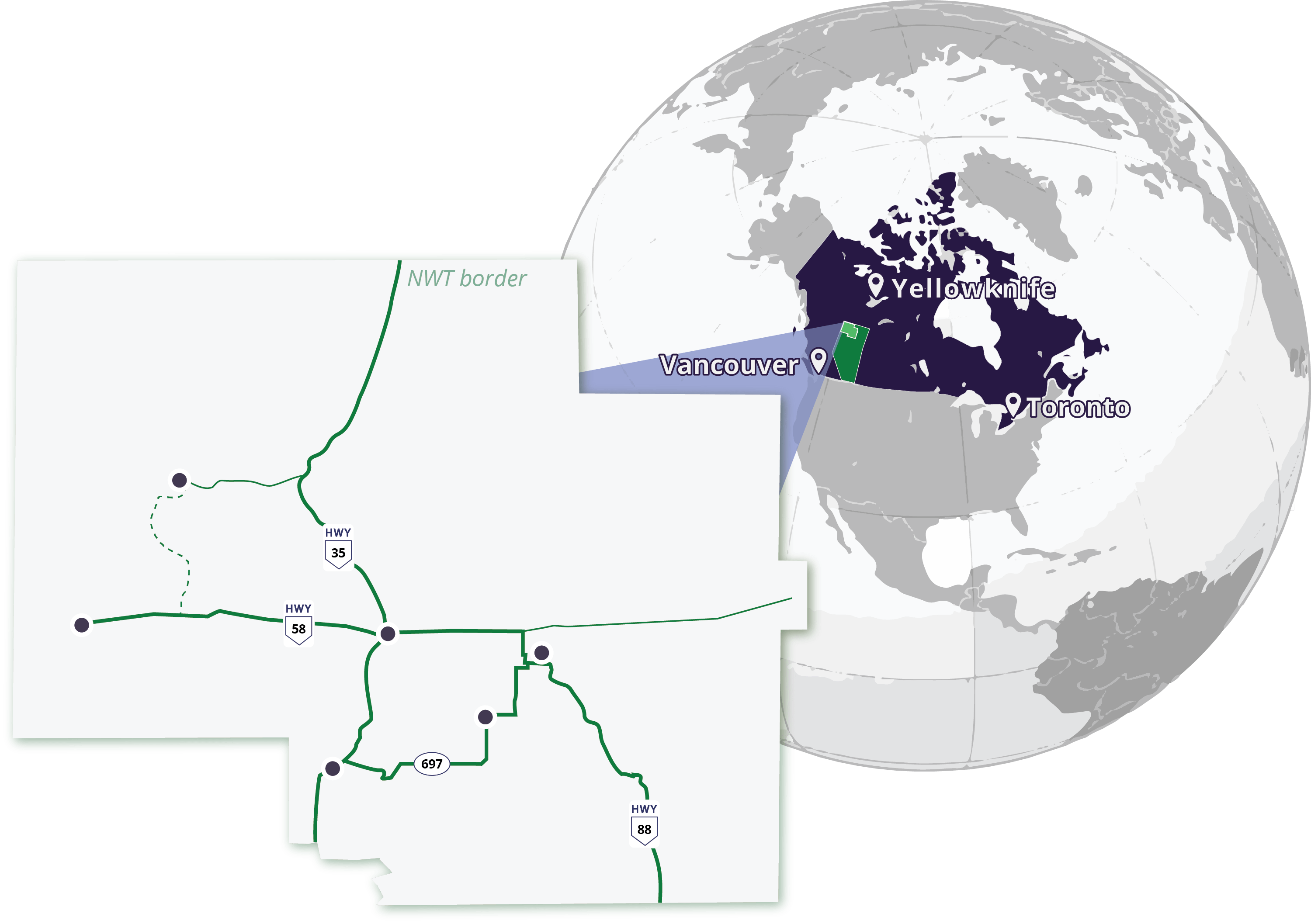 a globe showing the location of REDI Region within Canada